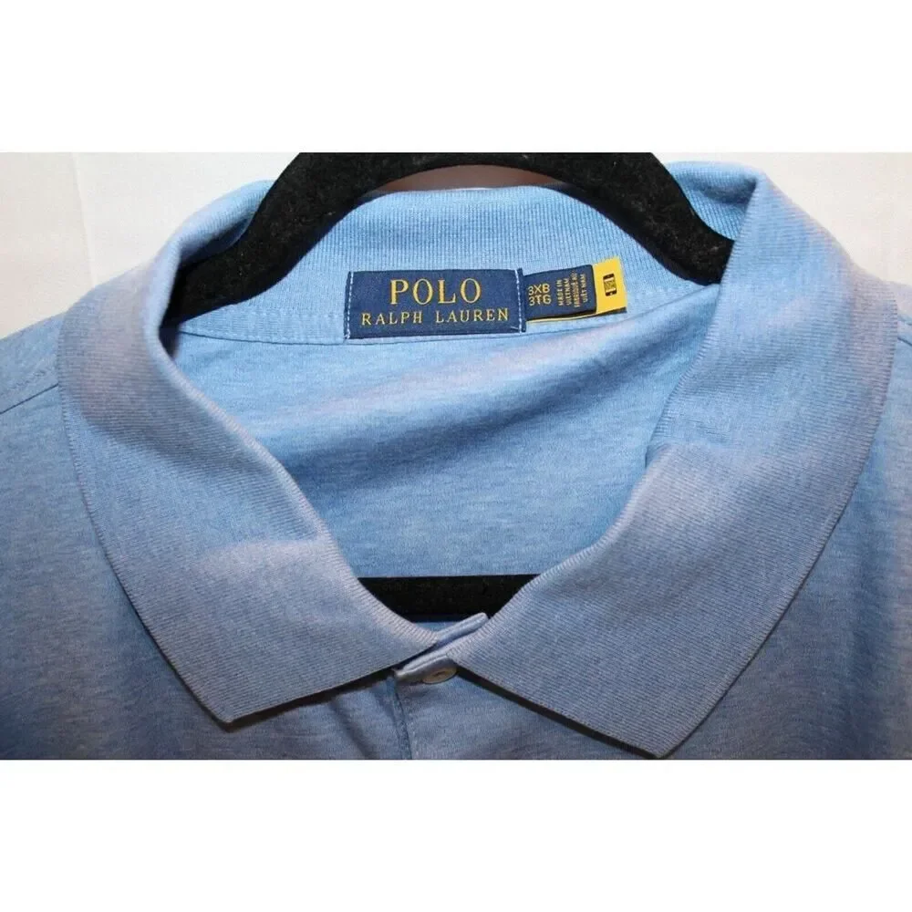 NWT Polo Ralph Lauren Polo Shirt Men's Big & Tall‎ Cotton Horse Heather Blue 3XB